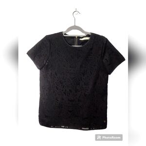 Marie Oliver Black Laser Cut Short Sleeve shirt sz. M
